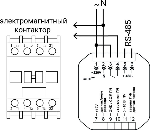 PID регулятор для систем с низким рабочим давлением с функцией управления частотным преобразователем и RS-485 (MODBUS)
